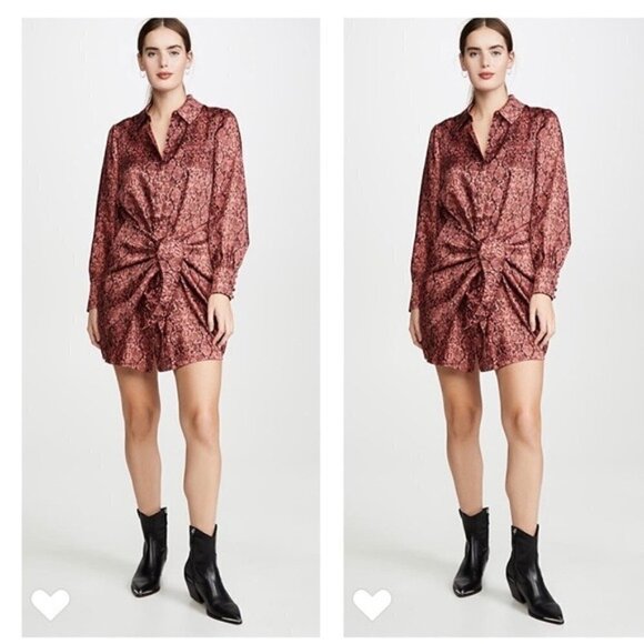 Cinq a Sept Dress NWT Gaby Mini Dress Snakeskin Rosewood New 0 - Picture 3 of 9
